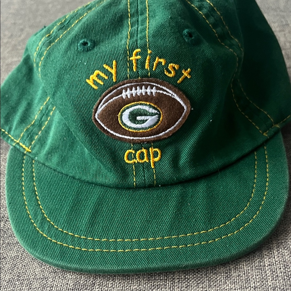 Green Bat Packers Embroidered Football Cap: XS: 12-24mo